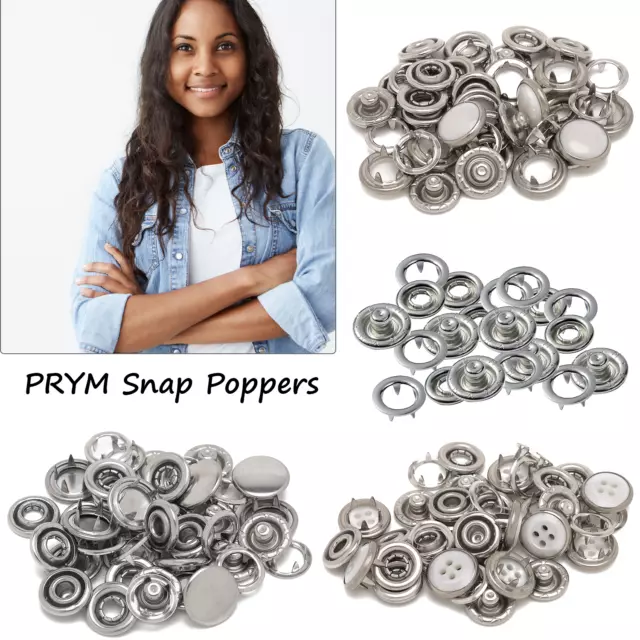 PRYM Snap Poppers Fasteners Prong Ring Press Stud Stainless Steel No-Sew Buttons