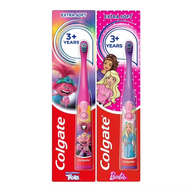 Colgate Kids Barbie & Trolls Extra Soft Battery Toothbrush 3+ Years