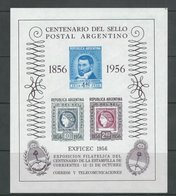 Argentine 1956 Centenaire De Envoi Timbres Souv. Feuille(Scott 653a) VF MNH