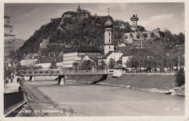 7/Postkarte - Graz / Mur mit Schlossberg