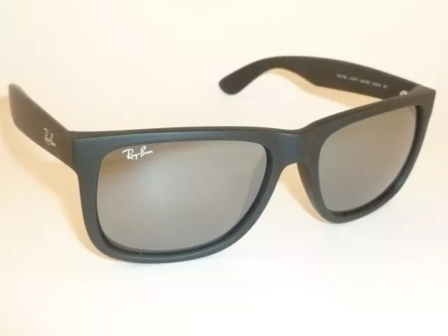 New Ray Ban Justin Sunglasse Matte Black Rubber RB 4165 622/6G  Grey Mirror 54mm