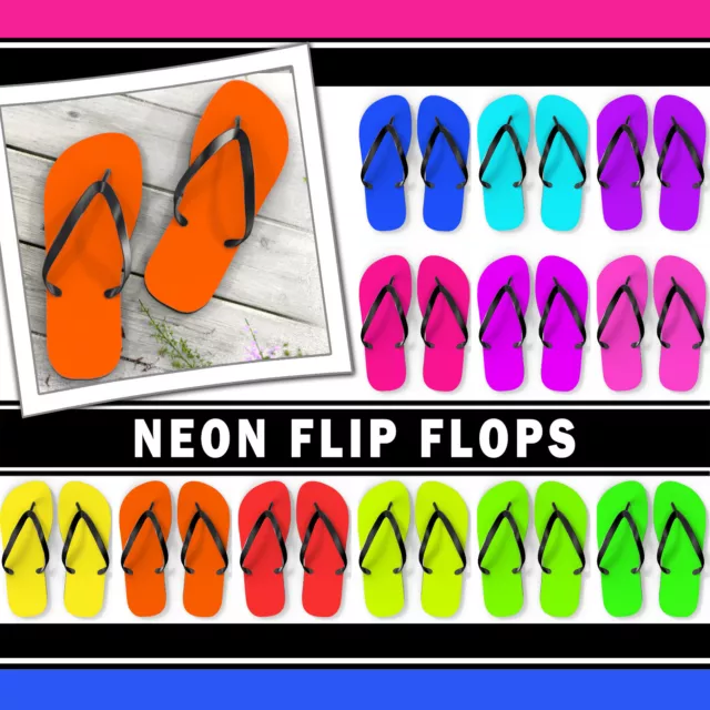 Neon Unisex Flip Flops #1 Sandals Glow Party Colors Beach Vacation Footwear Gift