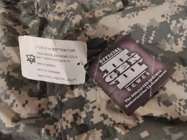 Gen III L6 wet weather digital camo gore-tex trousers Med Reg NEW w/ tags PANTS