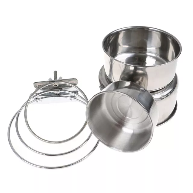Mascota Colgante Acero Inoxidable Alimento para Perros y Gatos Pájaro Cuenco de Agua Jaula q