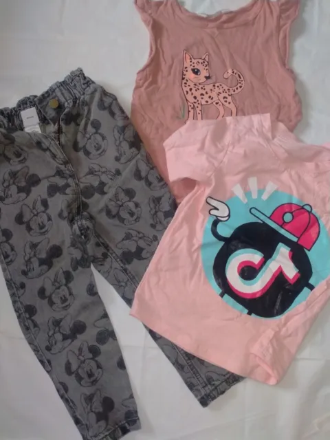 Girls Next Minnie Mouse Jeans H&M T-Shirt Bundle Age 4
