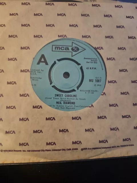 Neil Diamond,  Sweet Caroline,  MCA.  MU 1087. Demo.