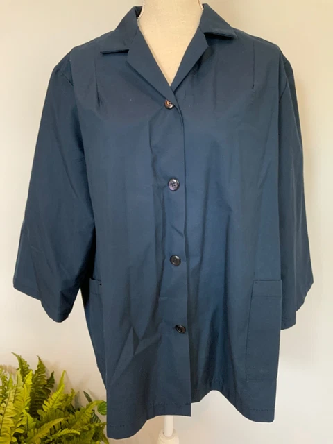 Vintage WRANGLER Womens Size XL Blue 3/4 Sleeve Collar Button Uniform Shirt NEW