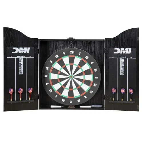 Recreational Dartboard Cabinet Set Includes Dartboard Two Dart Sets And Traditio