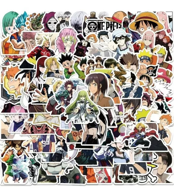 100 Stickers manga dragon ball one piece naruto SNK demon Slayer  autocollants