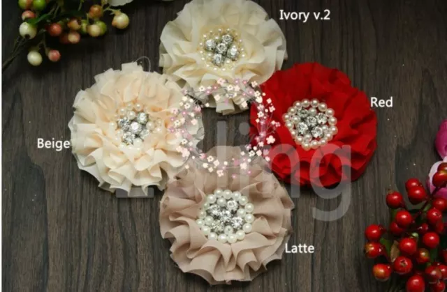 4 MIX PARISIAN v2,chiffon fabric flowers, DIY Baby Headband Craft, embellishment