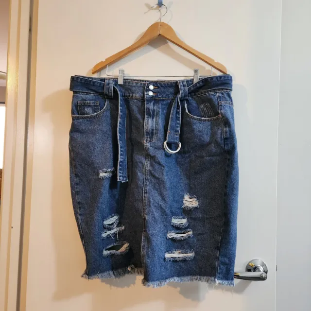 Amazon.com: Knee-Length Ripped Distressed Denim Skirt for Women Summer  Casual Skirts High Waist Front Split A-line Skirts (Blue, S) : Clothing,  Shoes & Jewelry