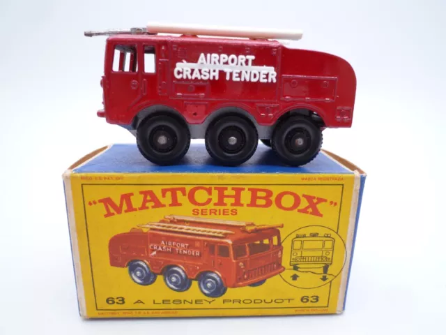 VINTAGE MATCHBOX LESNEY No.63b ALVIS FOAMITE CRASH TENDER IN ORIGINAL BOX 1963