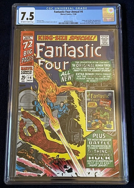 Fantastic Four Annual #4 (Nov 1966)✨ Graded 7.5 OFF WHITE to WHITE Pages by CGC