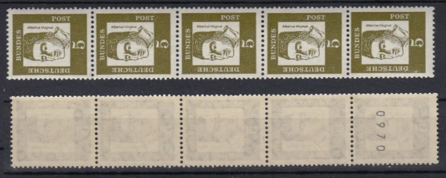 Bund 347y RM 5er Streifen gerade Nr. Bedeutende Deutsche 5 Pf postfrisch