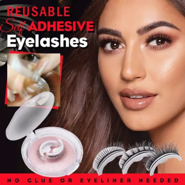 1Pair Reusable Self-Adhesive Eyelashes Natural Multiple Reversible Glue-AGUL Sn