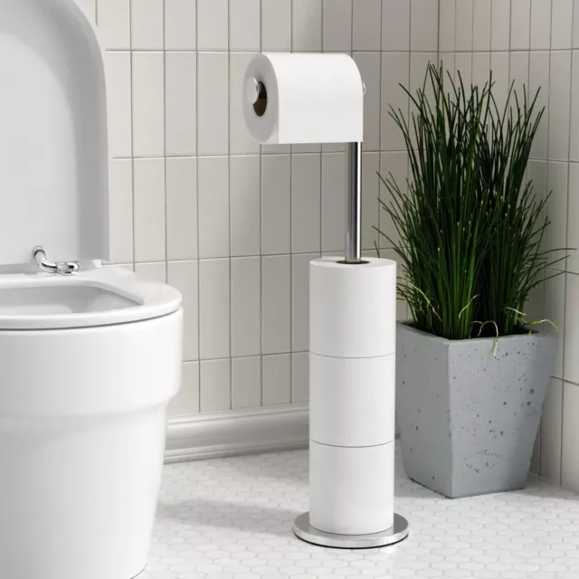 Toilet Paper Holder Free Standing - Paper Towel Holder Storage 5 Rolls, Stainles