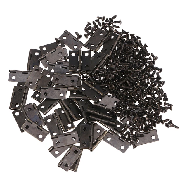 100 Pcs Hinge Iron Miniature Hinges for Doll House Brass Cabinet