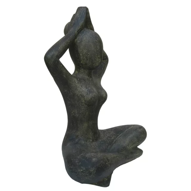 Yoga Stein-Figur, Sitzposition, H 80 cm, Steinguss, schwarz anitk, frostfest 2