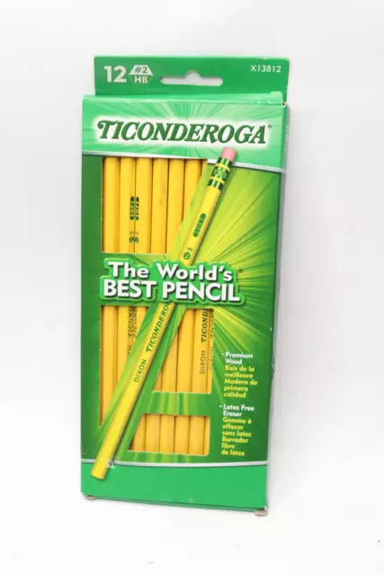 (12-Pk) Ticonderoga Wood-Cased Pencils Unsharpened 2 HB Soft Yellow X13812