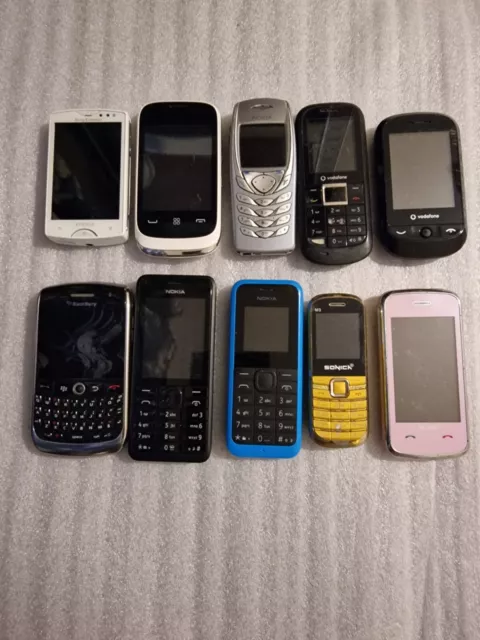 Joblot 10x Vtg Mobile Phone Untested For Parts Nokia, Huawei, Blackberry, Etc