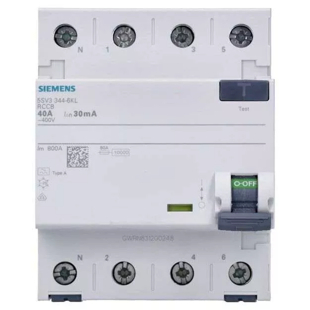 Siemens 5SV3344-6 FI-Schalter Fehlerstromschutzschalter 4-polig 40A 30mA 400V