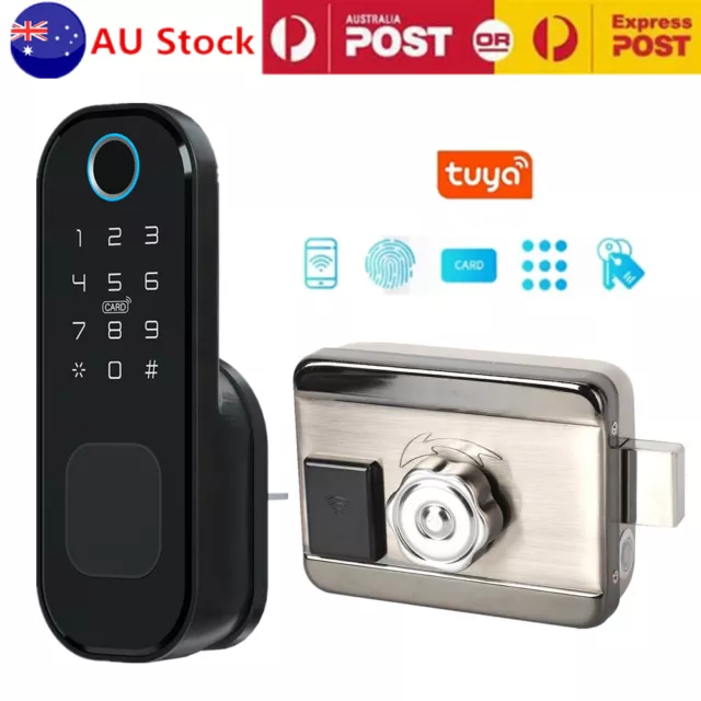 Fingerprint Door Lock Smart Digital Password Tuya APP Entry Lock Card Key AU