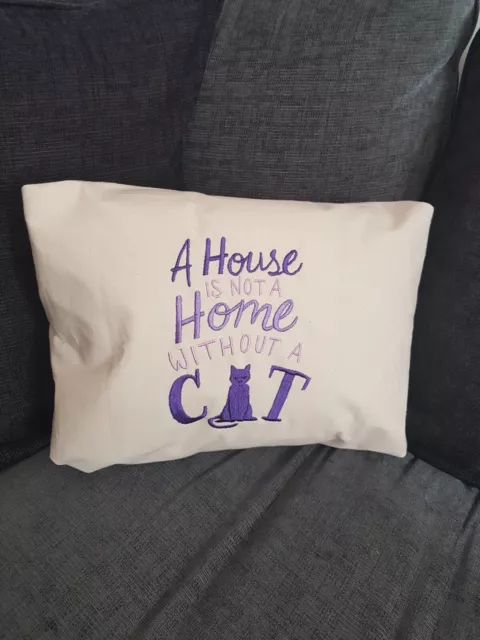 Embroidered Cat Home Cushion