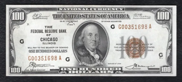 Fr. 1890-G 1929 $100 Frbn Federal Reserve Bank Note Chicago, Il Gem Uncirculated