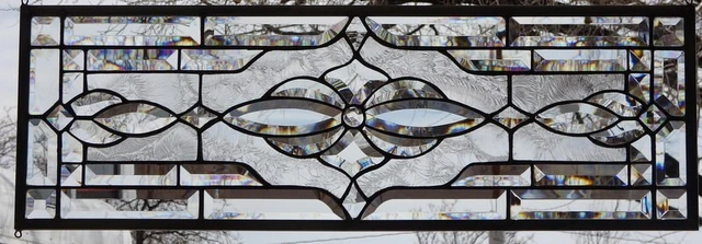 Stained Glass Transom window hanging  29 X 10 1/2  incl hooks