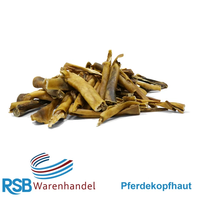 5 kg Pferdekopfhaut 5000 g getrocknet Hundefutter Kaustange Kausnack Lecker.Pet®