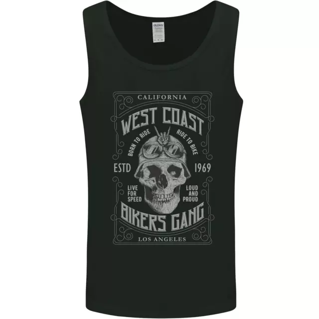 Bikers Gang Motorcycle Motorbike Skull Rock Mens Vest Tank Top