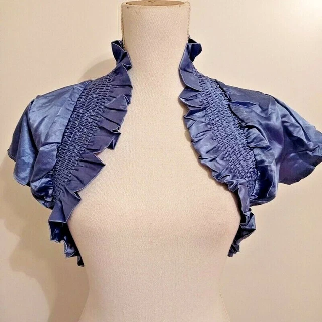 Bolero coprispalle copri spalle giacca da donna in raso azzurro taglia unica