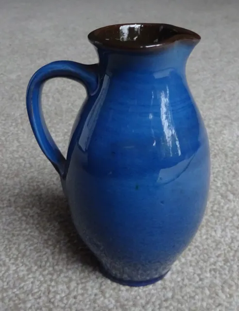 Small Vintage Blue Jug CH BRANNAM BARUM WARE Devon, made for LIBERTY & CO