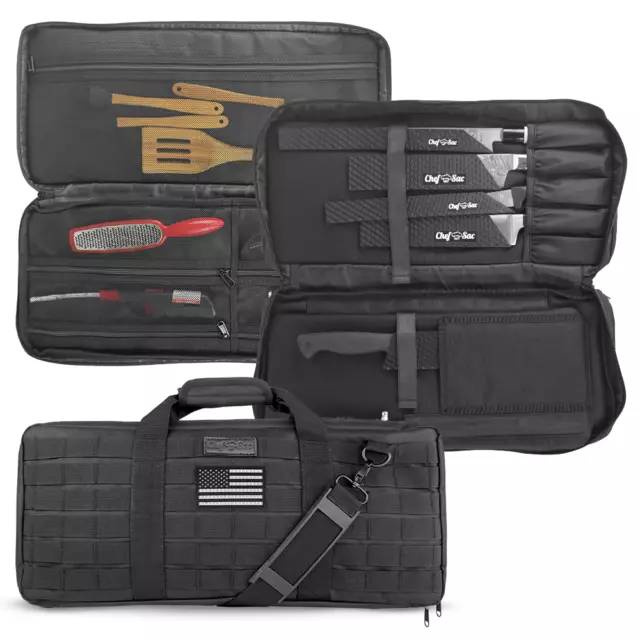 Tactical Chef Knife Case Bag | 3 Compartments & 20 Slots for Knives & Tools