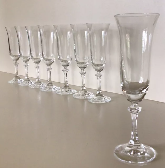 ROYAL BAVARIAN CRYSTAL ~ Eight 8 1/4" Crystal Champagne Flutes ~ Germany