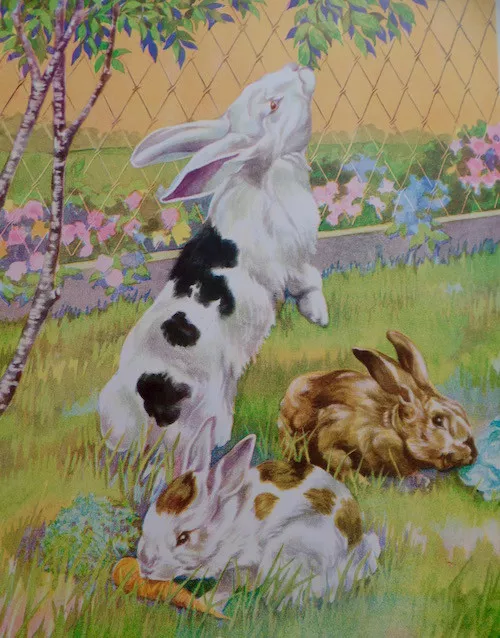 Vintage Rabbits Bunnies Print Rex 1939 Children Book Illustration Victor Becker