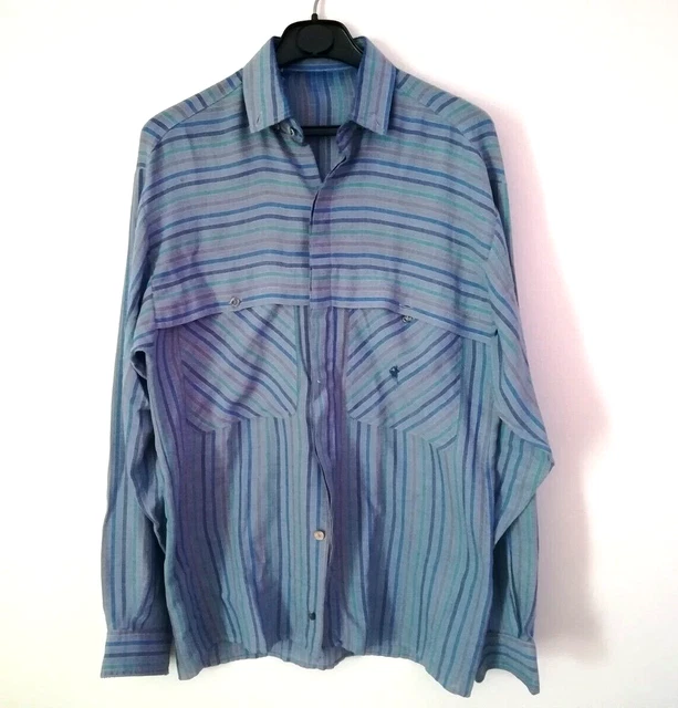 Camicia A Righe Colore Blu Da Uomo Lunghezza 70 Cm Elegante Abito Vestito