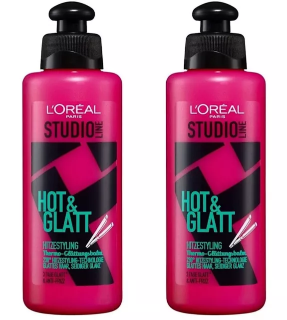 ✅ Loreal Paris Studio Line Hot & Glatt Thermo Glättungs Balm Styling 2x 200ml ✅