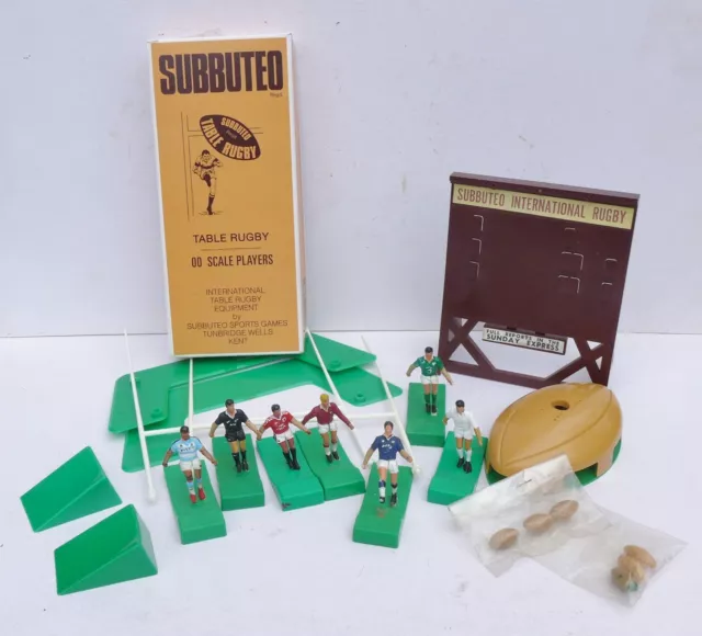 Collection of Vintage Subbuteo Rugby Players , Balls, Accessories & Posts etc