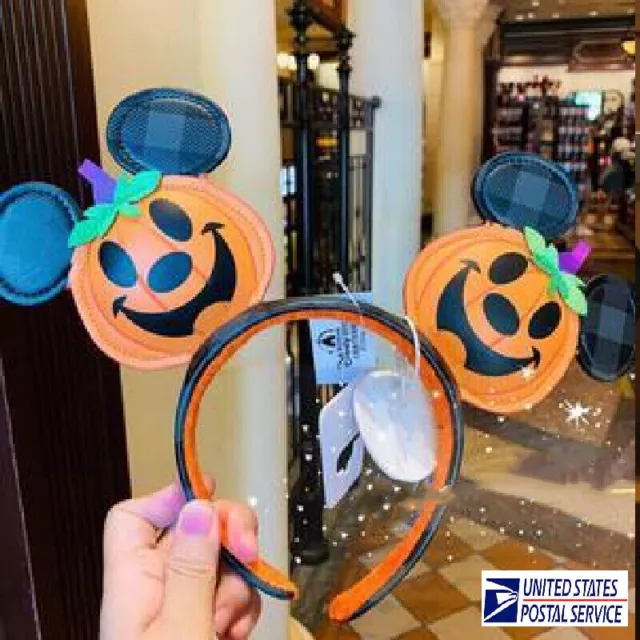 US Disney Parks Mickey Halloween Pumpkin Ears Jack O' Lantern Headband 2021 NEW 3