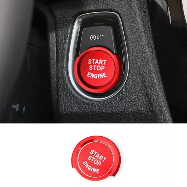 For BMW X2 F39 2018-2021 Red Aluminum One-Button Start Switch Cover Trim 2PCS