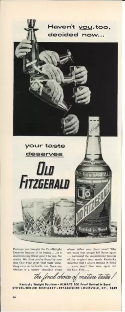 1956 OLD FITZGERALD Kentucky Straight Bourbon Whiskey Vintage Print Ad