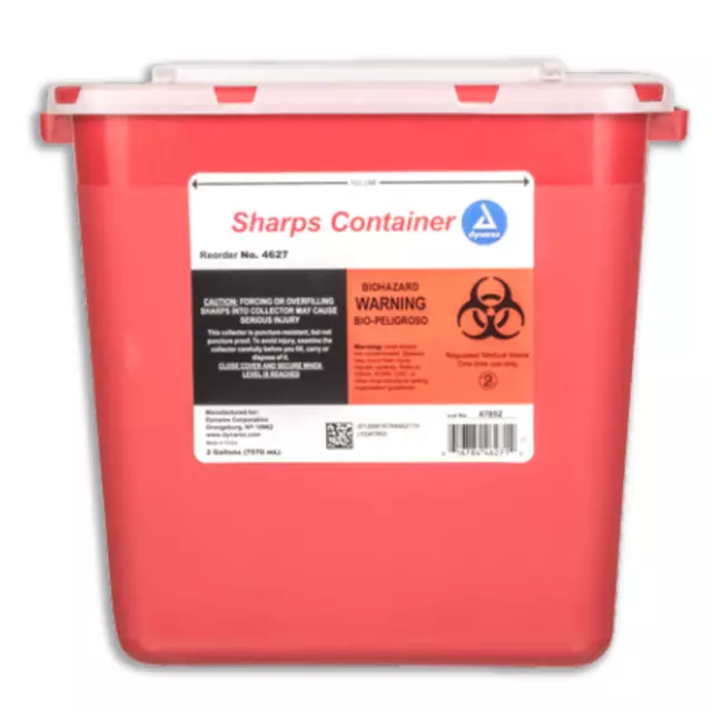 Sharps Container Red 2 Gallon Slide Lid Each