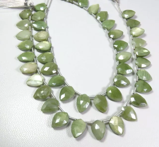 Green Coated Mystic Moonstone Faceted Gemstone Beads 8"Strand 11-11.5mm GV-3617