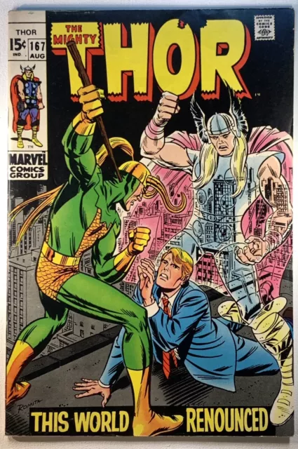 The Mighty THOR #167 1969 Marvel VF- (7.5) Jack Kirby & John Romita Loki Cover