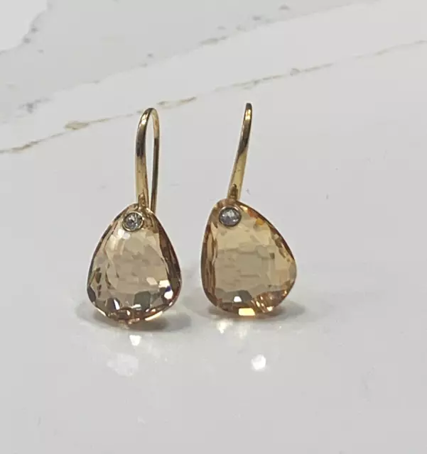 GENUINE Swan Signed SWAROVSKI "Parallele" Golden Shadow Earrings - #5192315