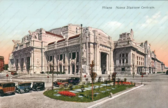 MILANO Nuova Stazione Centrale giardini panorama Cartolina