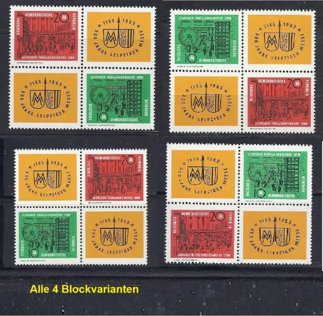 DDR 1964, MiNr: 1012 – 1013 alle 4 verschiedene Viererblöcke postfrisch (253b)