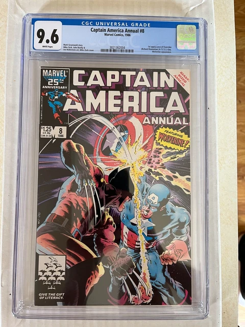 Captain America Annual #8 CGC 9.6 WT vs Wolverine classic Mike Zeck cover 1986