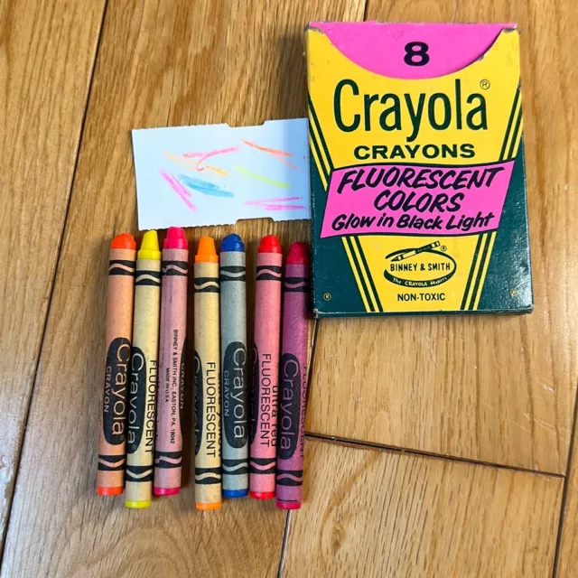 Vintage Crayola Crayons Set 8 Fluorescent and 24 Box 1980s as is Near  Complete 